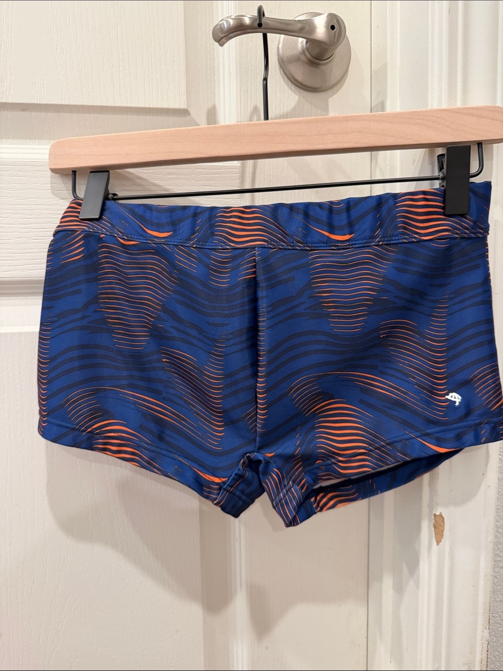 Men's Blue & Orange Pattern Swim Trunks